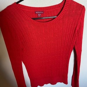 Red long sleeve lightweight sweater xs